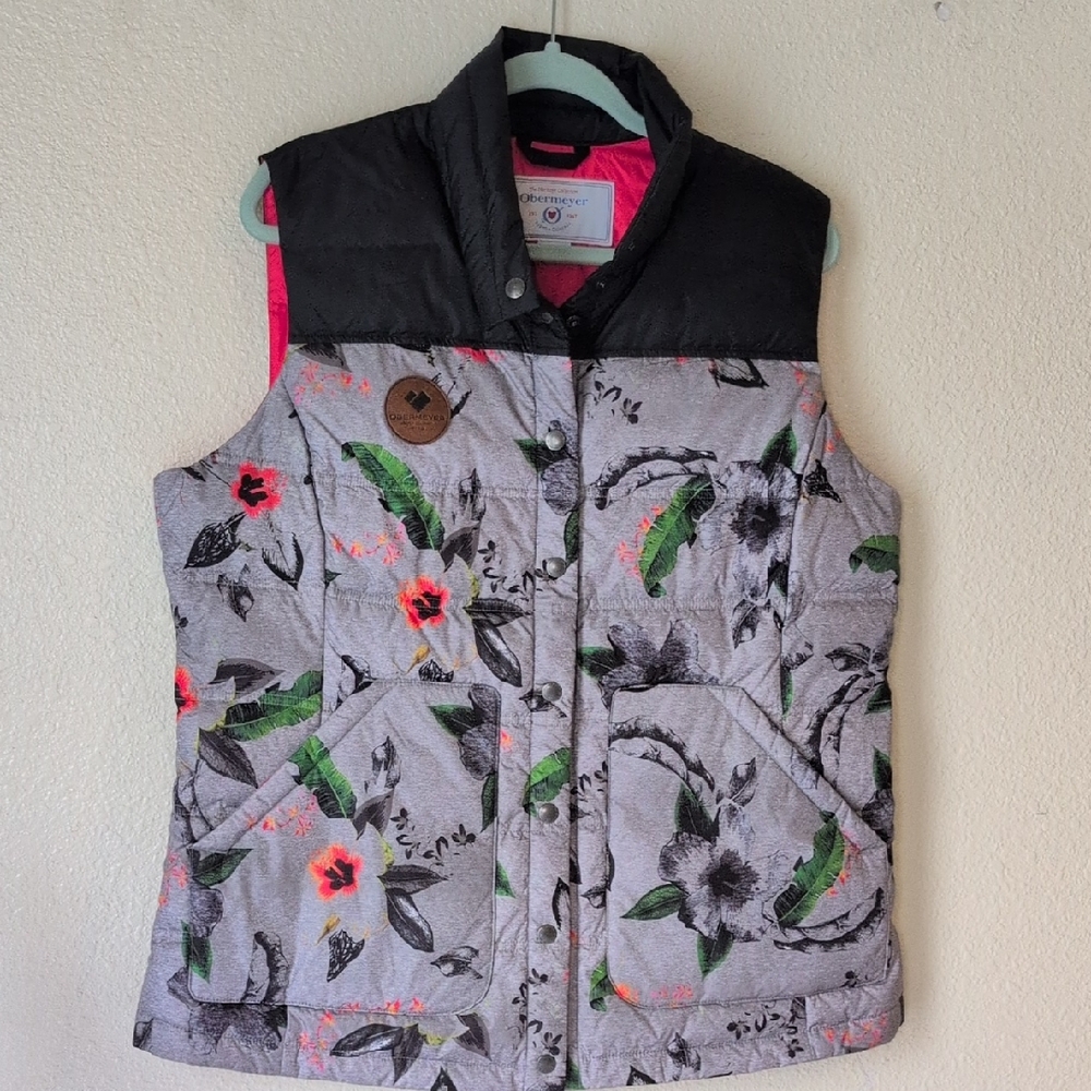 Obermeyer Floral Quilted Vest with Black Accents